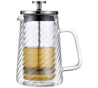 Klausberg Cafetière à piston French Press 600 ml/5 tasses, filtre en acier inoxydable, double paroi isolée, théière, théière, couvercle en argent (KB-7763)