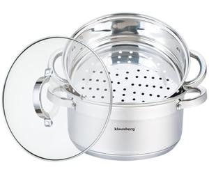 Klausberg mantow Arka Set Cuiseur Vapeur 22 cm Induction Faitout cuiseur Vapeur Deck Verre 3 éléments KO de 7141
