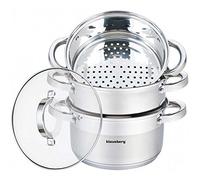 Klausberg Mantowarka KB-7139 Cuiseur vapeur pour plaque à induction 20 cm - Ensemble de 4 pièces - Avec couvercle en verre