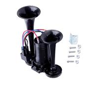 Klaxon à air comprimé de 150 dB pour camion et train, 12V Ensemble de klaxon double super silencieux pour camions, trains, poids lourds, voitures et bateaux, compresseur inclus (Noir)