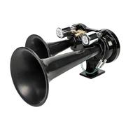 Klaxon à Air Double Trompe Noir 12V 24V 170dB Supert Fort Pneumatique Pour Camion Train TGV Bateau Tracteur