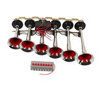 Klaxon d'air à 6 trompettes, DC 12V 24V 160dB Trompette électrique à forte pression d'air pour camions, bus, bateaux trompette tracteur klaxon musicaux klaxon sirene 12v