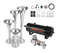 VEVOR Kit de Klaxon 4 Trompettes 150 DB Klaxon de Voiture avec Compresseur d'air 110-160 psi Réservoir d'air 10 L Avertisseur Sonore Pneumatique Universel pour Tout Véhicules 12 V Trains Bateaux Auto