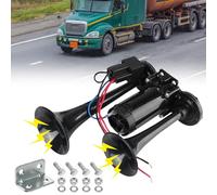 Klaxon de camion 12 V - Double tube - Super fort - Klaxon de voiture - Klaxon LWK - Avec compresseur - Kit klaxon à air comprimé - Pour voiture, train, bateau, voiture, van