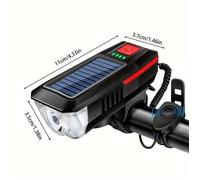 Klaxon de vélo solaire IKYS - Phare LED T6 - Rechargeable USB - 350/200 lumens - Support de guidon