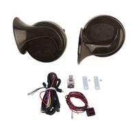 Klaxon Électrique 24V Étanche, Kit Complet avec Interrupteur, Faisceau, Relais - Son Puissant et Clair, Universel Camion Moto Bateau (Noire)