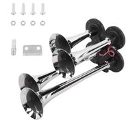 Klaxon Pneumatique 4 Trompes - 150dB Super Puissant - 12V/24V - Robuste pour Camions, Trains, Voitures et Bateaux