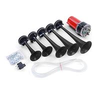 Klaxon pneumatique à 5 trompes pour voiture, 125 dB, joue la mélodie Dixie de la série Shérif fais-moi peur, avec compresseur d'air de voiture 12 V, noir