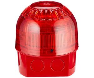 Klaxon Signals PSC-0013 Sonos Balise sonos, base rouge, lentille rouge, jusqu'à 106 dB (A), 32 tons, 17-60 V DC, courant sondeur 4-45mA courant, 5mA