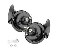 Klaxon Voiture Klaxon de voiture étanche 12V 48W, 2 pièces, klaxon Train double tonalité, Super fort for moto, camion, SUV, bateau(Black)