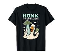 Klaxonnez si Vous en Croyez Funny Goose UFO Alien Design T-Shirt