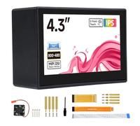 KLAYERS Écran IPS de 4,3", 800 × 480, tactile capacitif à 5 points, verre trempé 6H, compatible avec RPi, VisionFive2, Tinker Board 2 et Core3566, aucun pilote nécessaire, rétroéclairage réglable