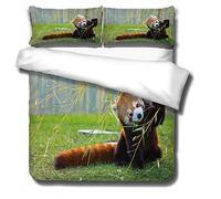 KLBPL Housse De Couette 3 Pièces 140X200Cm Panda Roux Animal Ensemble De Literie 3 Pièces 3D comme Cadeau pour Les Enfants (1 Housse De Couette + 2 Taies d'oreiller)