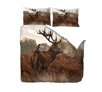 KLBPL Housse De Couette Taille Grande/240X220Cm Cerf Et Oiseau Impression Et Teinture 3D Linge De Lit Housse De Couette Taie d'oreiller Literie Trois Pièces Textile