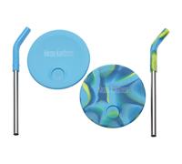 Klean Kanteen Kid's Cup Straw Lid 2-Pack Caoutchouc Enfants Bleu/Bleu Tie Dye