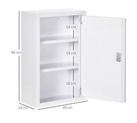 Kleankin Armoire à médicaments verrouillable pour la maison 30 x 14 x 46 cm avec 3 compartiments à l'épreuve des enfants en acier