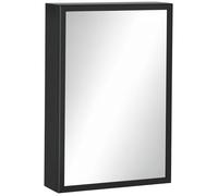 kleankin Armoire Miroir de Salle de Bain Porte en Alu + Cadre en Acier Inoxydable Armoire Murale à Glace avec 1 Porte Miroir et 2 étagères en Acier 40 x 12 x 60 cm - Noir