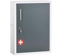 kleankin - Armoire à Pharmacie - Acier - 40x15x53.5cm - Blanc et gris