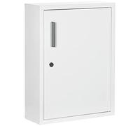 kleankin Armoire à pharmacie murale 3 niveaux 2 étagères serrure 2 clés acier blanc 40×15×53,5 cm