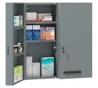 kleankin Armoire à pharmacie, armoire à médicaments verrouillable avec 2 portes et 6 étagères, gris charbon