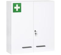 kleankin Armoire à pharmacie 55x18x60 cm - 2 portes, verrouillable avec 2 clés, 6 étagères, blanc