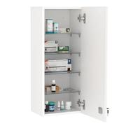 kleankin Armoire à pharmacie murale verrouillable – 5 niveaux – panneaux en verre blanc