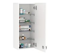 kleankin Armoire à Pharmacie Murale avec Serrure, 5 étagères et tablettes réglables, Bois et Verre, Blanc, 30x20x70cm