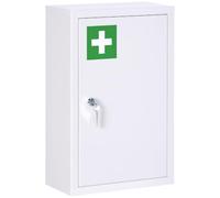 HomCom Armoire à pharmacie murale en acier 3 niveaux porte verrouillable 2 clés 30x14x46 cm blanc