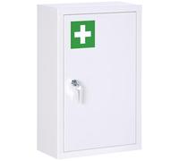 kleankin Armoire à Pharmacie Murale en Acier, Armoire à médicaments Murale à 3 Niveaux avec Porte verrouillable 2 clés, Meuble de Salle de Bain, Couloir, Salon, 30 x 14 x 46 cm, Blanc