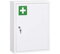 kleankin Armoire à Pharmacie Murale en Acier, Armoire à médicaments Murale à 3 Niveaux avec Porte verrouillable 2 clés, Meuble de Salle de Bain, Couloir, Salon, 40 x 15 x 53,5 cm, Blanc