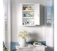 kleankin Armoire à pharmacie, verrouillable, étagères réglables, Boîtier en acier, 30x14x46 cm, Blanc