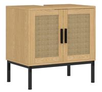 Kleankin armoire de lavabo armoire de base avec compartiment d'armoire, armoire de lavabo en rotin, armoire de salle de bains avec