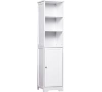 kleankin Armoire de salle de bain Armoire de salle de bain avec 3 compartiments ouverts, armoire haute de salle de bain avec 1 compartiment, armoire de rangement pour salle de bain, salon, blanc,