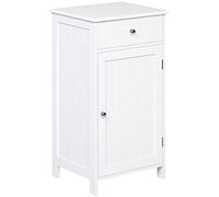 kleankin Armoire de salle de bain avec 1 tiroir 1 porte et étagère réglable Intérieur Meuble auxiliaire de rangement pour salon cuisine antireflet Blanc 43 x 34 x 77 cm