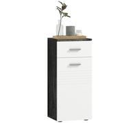 kleankin Armoire de Salle de Bain avec tiroir et Une Porte, Armoire de Salle de Bain en Bois à Faible encombrement, pour Salle à Manger, Salon, séjour, Cuisine, 35x30x77.5 cm, Noir et Blanc
