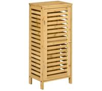 kleankin Armoire de salle de bain en bambou 1 étagère réglable design naturel 30 x 19,9 x 70 cm naturel