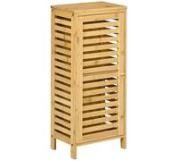 kleankin Armoire de Salle de Bain en Bambou Meuble de Rangement avec 1 étagère réglable - Design Naturel - pour Salle de Bain, Salon, Cuisine 30 x 19,9 x 70 cm Naturel