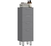 kleankin Armoire de salle de bain, étroite, avec 4 tiroirs, pour salle de bain, petits espaces, 30 x 30 x 93 cm, grise