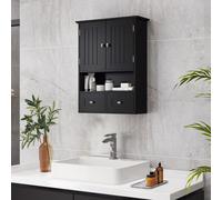 kleankin Armoire de Salle de Bain Murale Armoire Suspendue Meuble Suspendu de Salle de Bain avec 2 Portes et 2 Tiroirs 50,8x17,8x66 cm Noir
