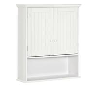 kleankin Armoire de salle de bain murale avec 2 portes étagère intérieure réglable et compartiment ouvert Meuble auxiliaire multi-usage pour cuisine 60 x 20 x 70,5 cm Blanc