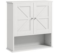 kleankin Armoire de salle de bain murale rustique avec compartiment, étagère réglable, 2 portes, pour cuisine, buanderie, au-dessus des toilettes, blanc