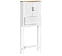 kleankin Armoire de Toilette Armoire Haute pour Lave-Linge avec 2 Portes Tablette intérieure réglable et étagère de Rangement pour Salle de Bains WC Charge 20 kg Anti-Bascule 64x22x165 cm Blanc