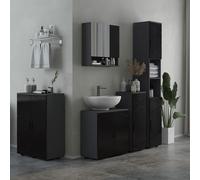 kleankin Armoire de Toilette avec Miroir à 2 Portes et Étagères Ajustables en Bois, 55x17x55cm, Noir