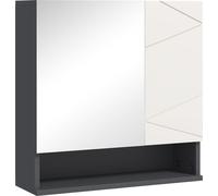 kleankin armoire de toilette salle de bain, armoire de salle de bain avec miroir, armoire suspendue avec étagère réglable, compartiment ouvert, fonction anti-buée, gris