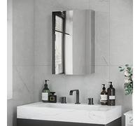 kleankin Armoire miroir murale salle de bain – 1 porte miroir, 2 étagères, acier inox 39×12×60 cm