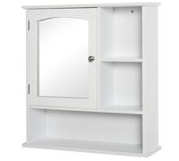 kleankin Armoire Murale Salle de Bain Armoire à Glace Placard de Rangement Toilettes 1 Porte Niche + étagères latérales MDF Blanc