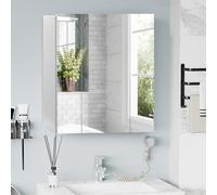 kleankin Armoire murale de salle de bain 3 portes miroir, étagères réglables, MDF blanc 70×15×60 cm