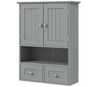 kleankin Armoire murale de salle de bain, armoire de toilette, avec portes, étagère, 2 tiroirs, 50,8l x 17,8P x 66H cm, gris