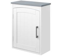 kleankin Meuble WC Suspendu Armoire à Pharmacie Murale Armoire Salle de Bain Rangement avec Porte et étagère réglable - 41 x 18,5 x 52 cm - MDF - Blanc