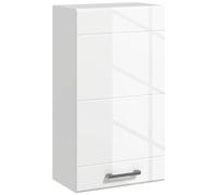 kleankin Armoire Murale de Salle de Bain, Placard de Rangement Toilette 3 Niveaux, étagère réglable, 1 Porte, Moderne, Armoire Suspendue, 37 x 22,5 x 70 cm, Blanc Haut Brillant
